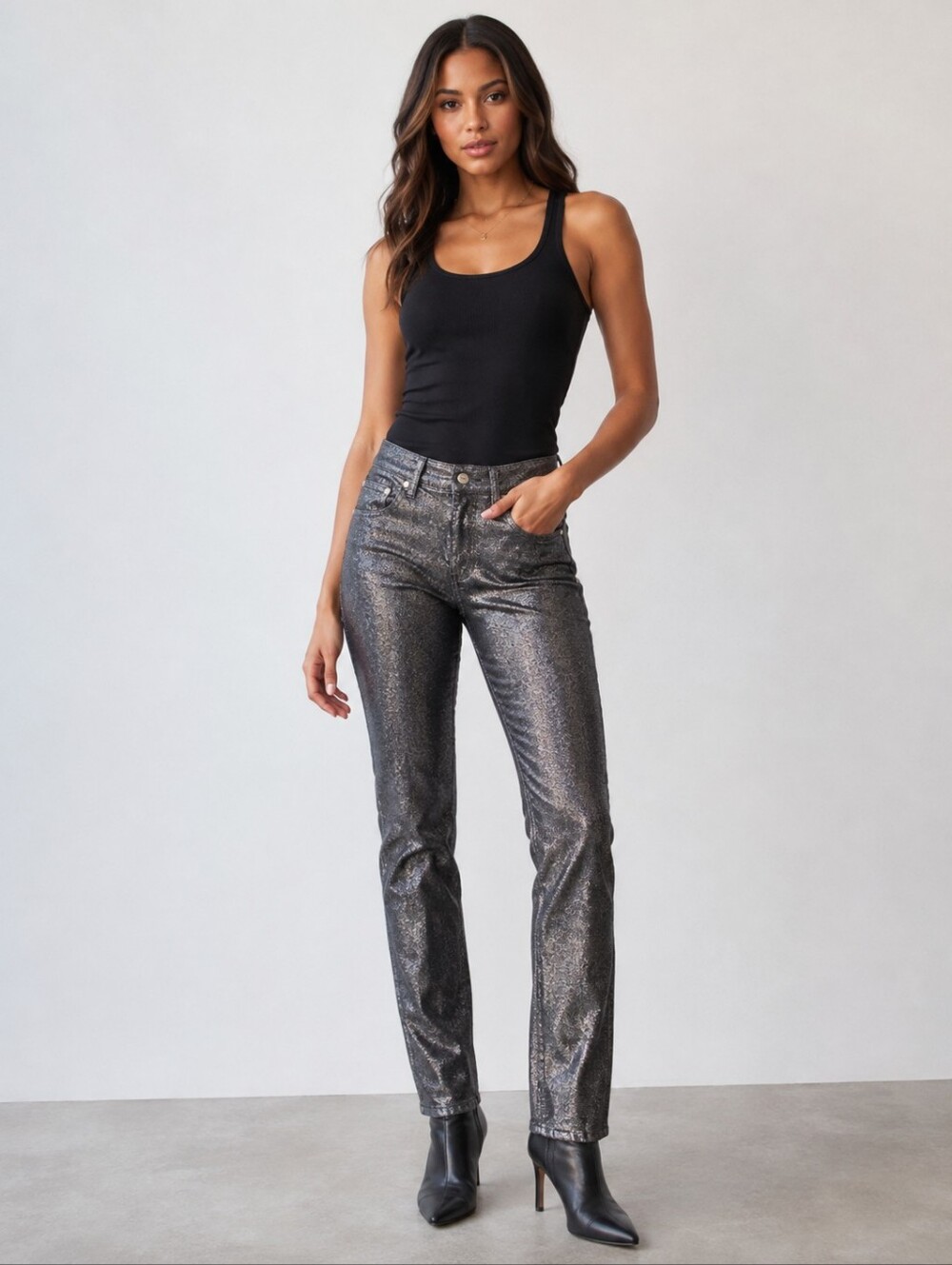 ❤️ GAP 90S HIGH RISE METALLIC SLIM STRAIGHT JEANS, 2 (26)